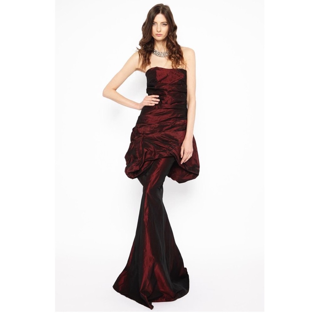 Adele Fado- Draped Peplum Strapless Long Dress size 2.